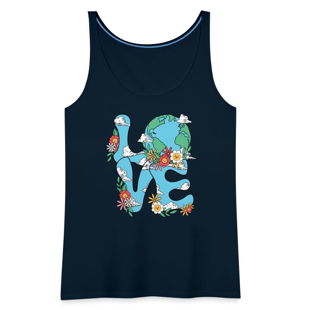LOVE Earth Day Floral Women’s Premium Tank Top - deep navy