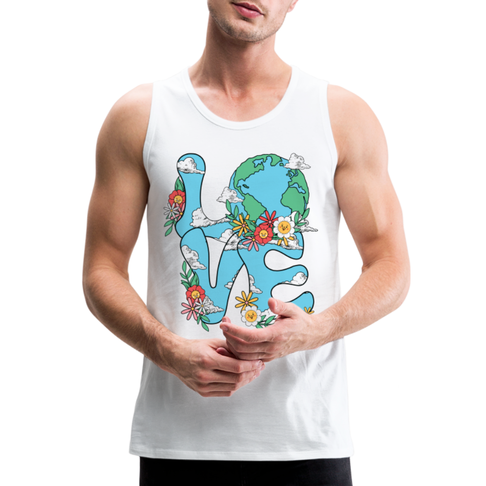 LOVE Earth Day Men's Premium Tank Top - white