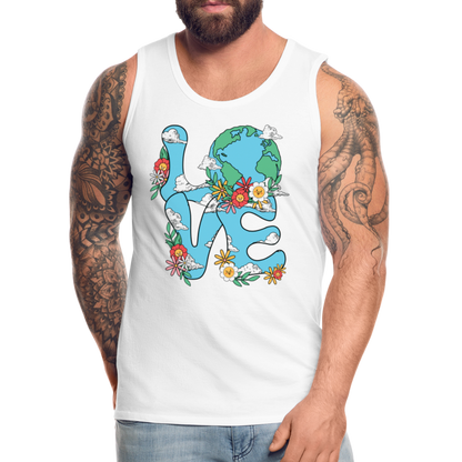 LOVE Earth Day Men's Premium Tank Top - white