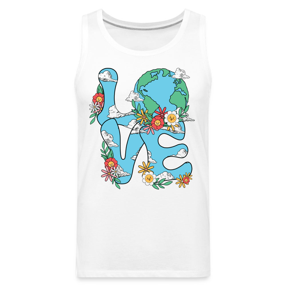 LOVE Earth Day Men's Premium Tank Top - white