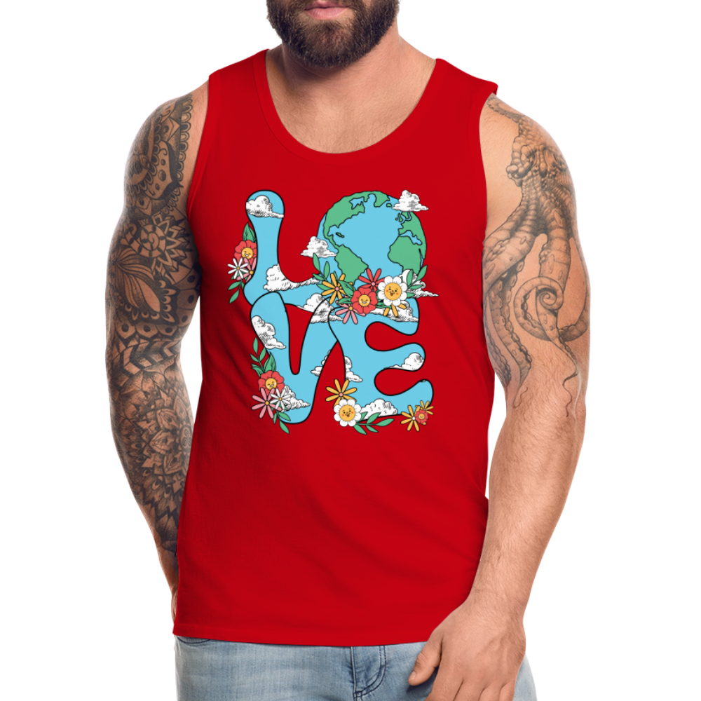 LOVE Earth Day Men's Premium Tank Top - red