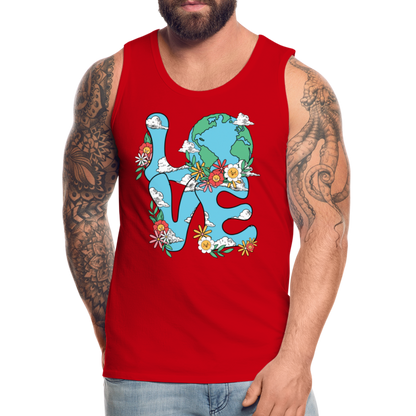 LOVE Earth Day Men's Premium Tank Top - red