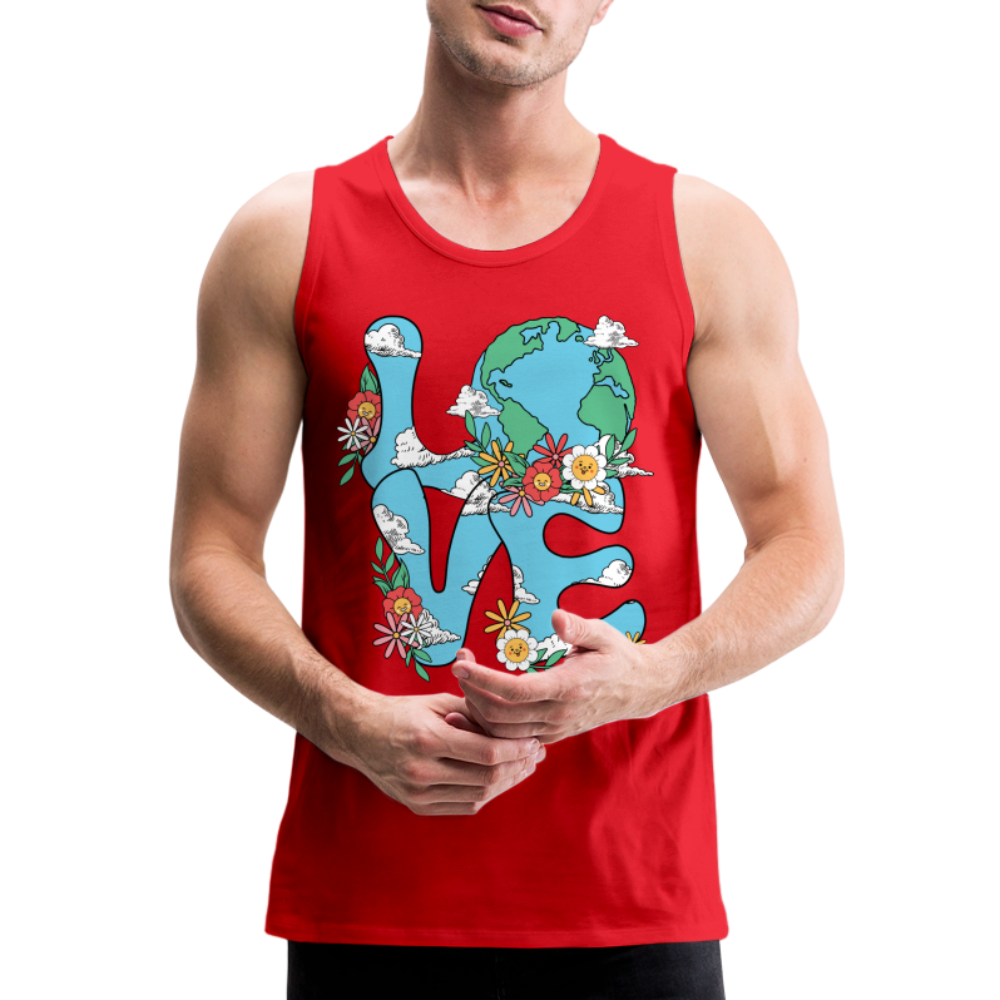 LOVE Earth Day Men's Premium Tank Top - red