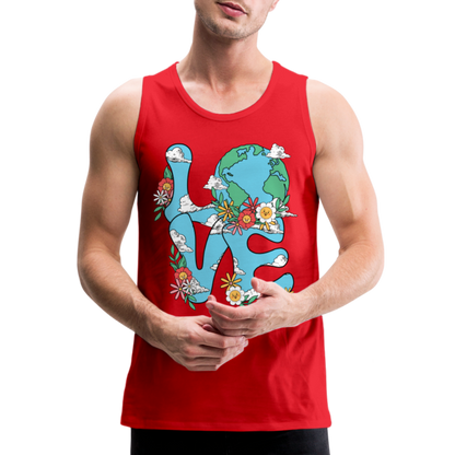 LOVE Earth Day Men's Premium Tank Top - red