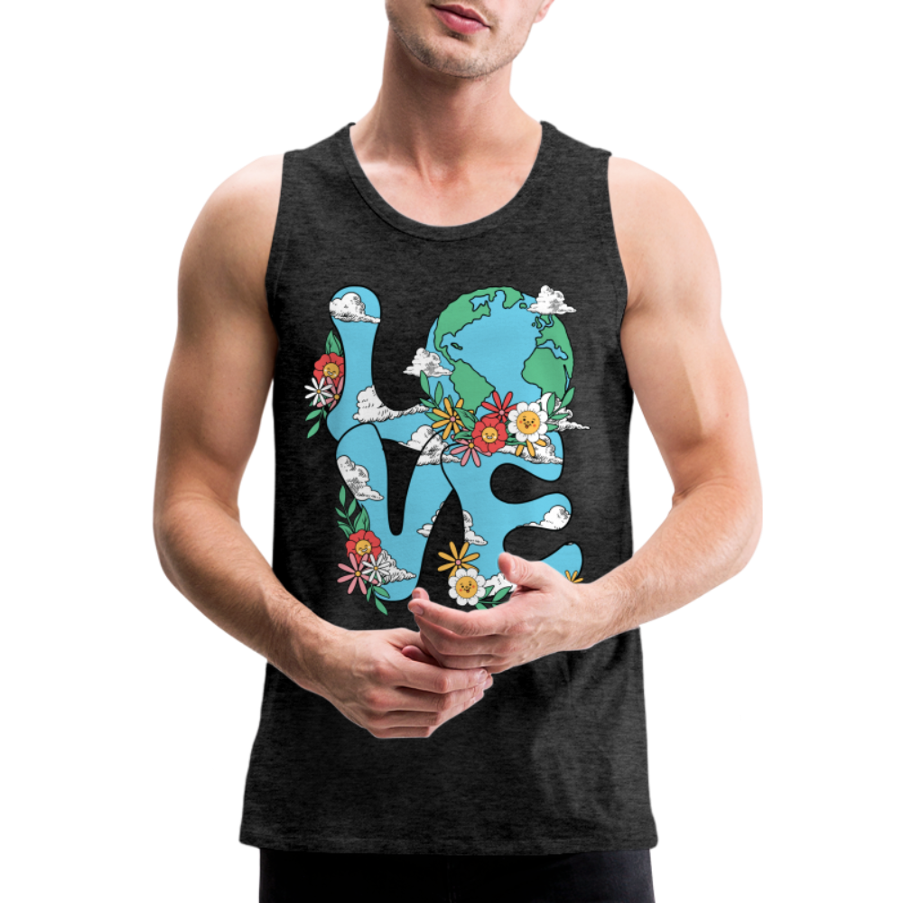 LOVE Earth Day Men's Premium Tank Top - charcoal grey