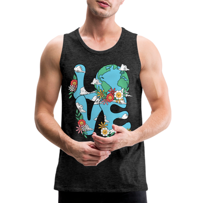 LOVE Earth Day Men's Premium Tank Top - charcoal grey