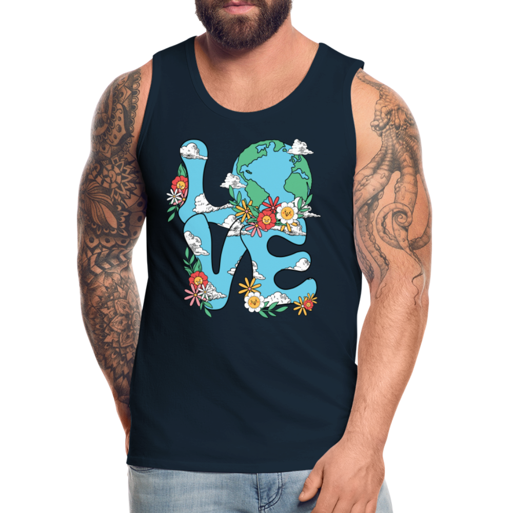 LOVE Earth Day Men's Premium Tank Top - deep navy