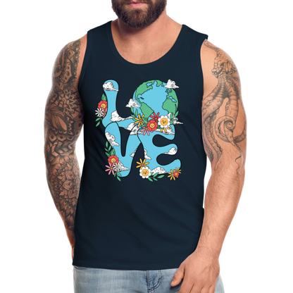 LOVE Earth Day Men's Premium Tank Top - deep navy