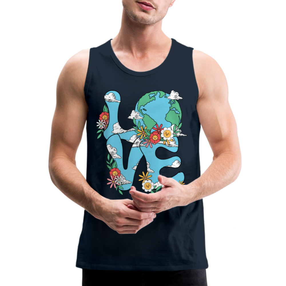 LOVE Earth Day Men's Premium Tank Top - deep navy