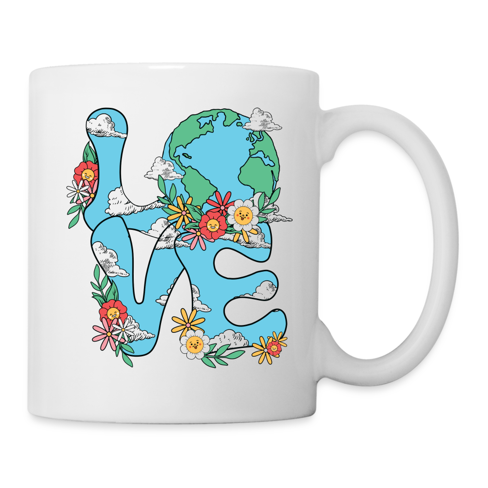Floral LOVE Earth Day Coffee Mug - white