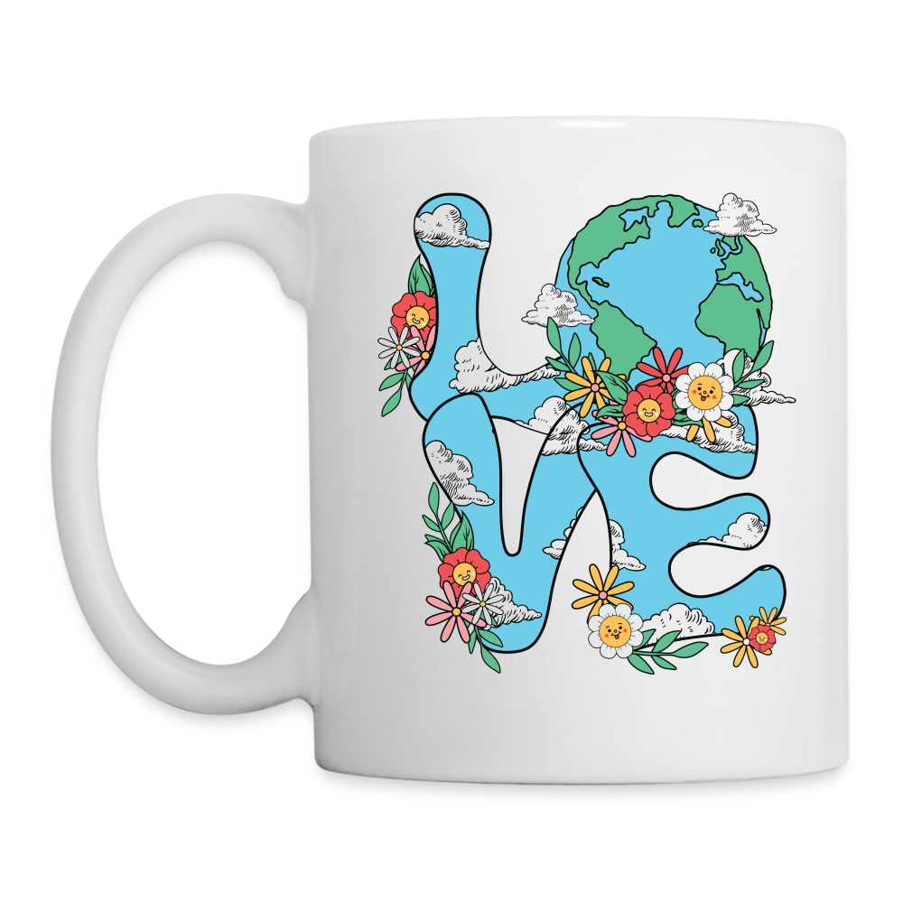 Floral LOVE Earth Day Coffee Mug - white