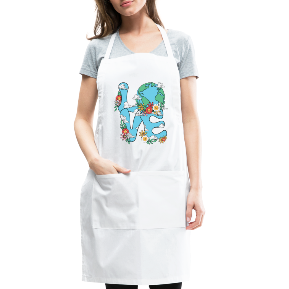 Floral LOVE Earth Day Adjustable Apron - white
