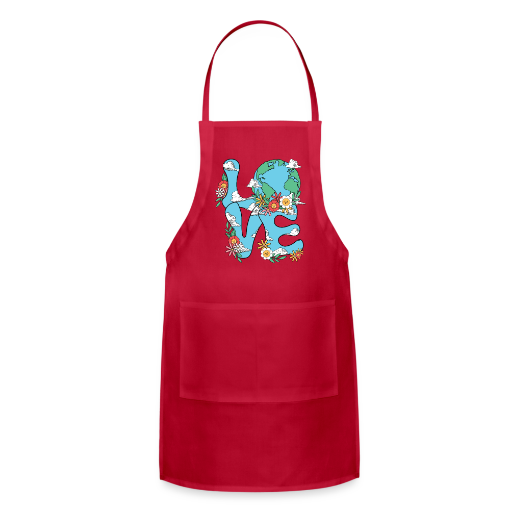 Floral LOVE Earth Day Adjustable Apron - red