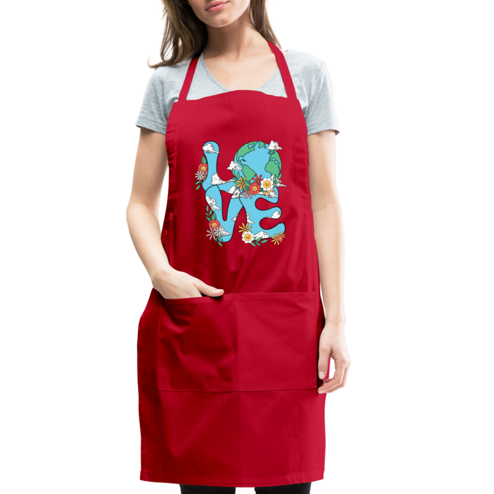 Floral LOVE Earth Day Adjustable Apron - red
