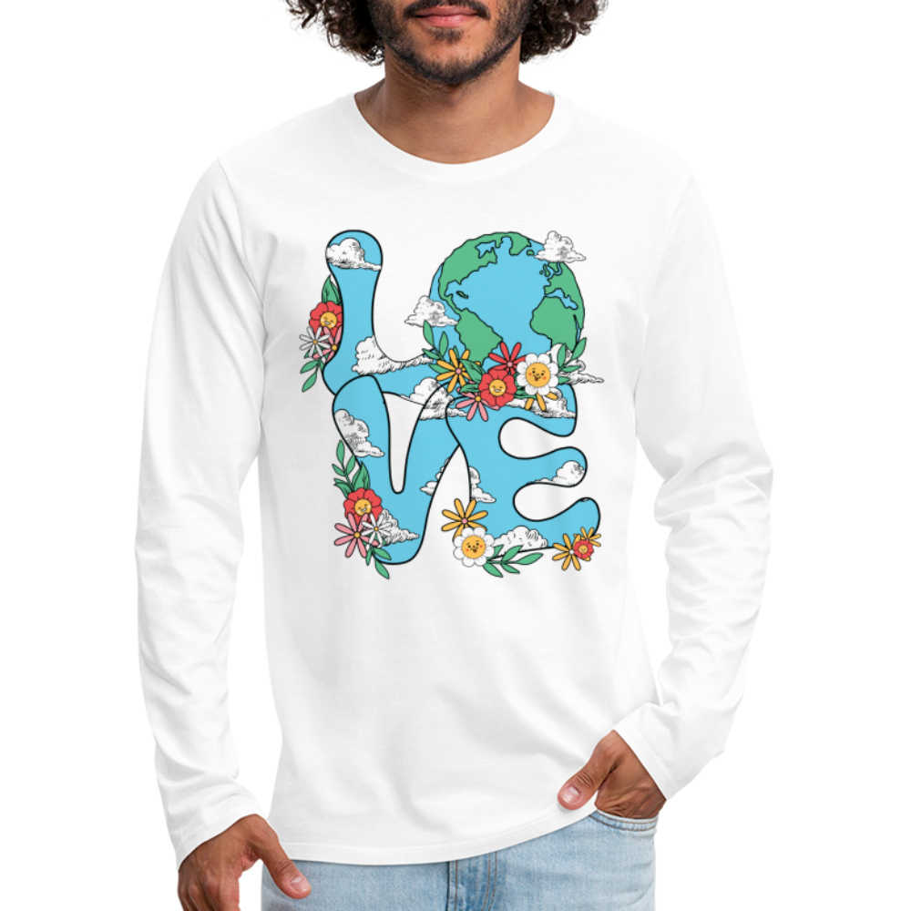 Floral LOVE Earth Day Men's Premium Long Sleeve T-Shirt - white