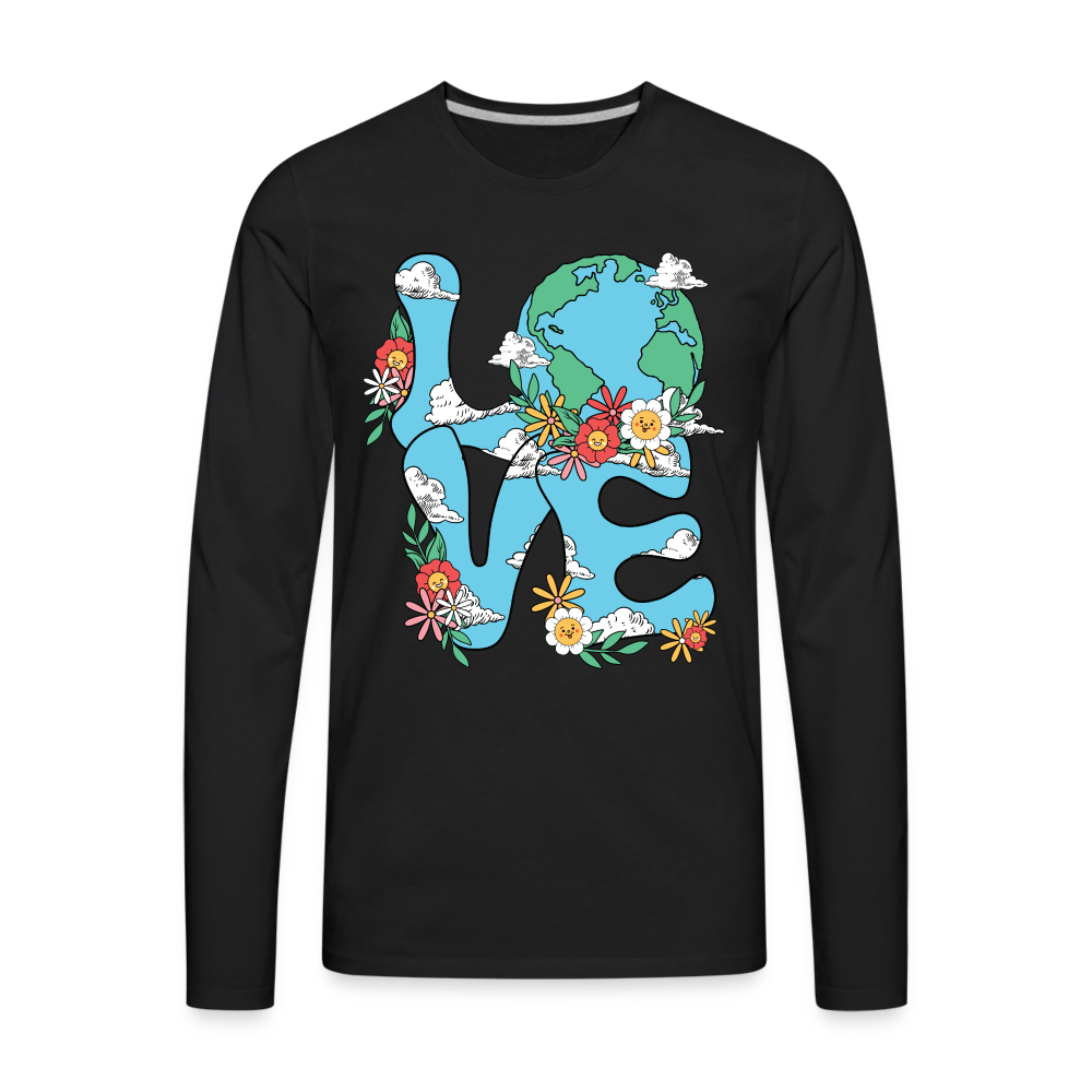 Floral LOVE Earth Day Men's Premium Long Sleeve T-Shirt - black