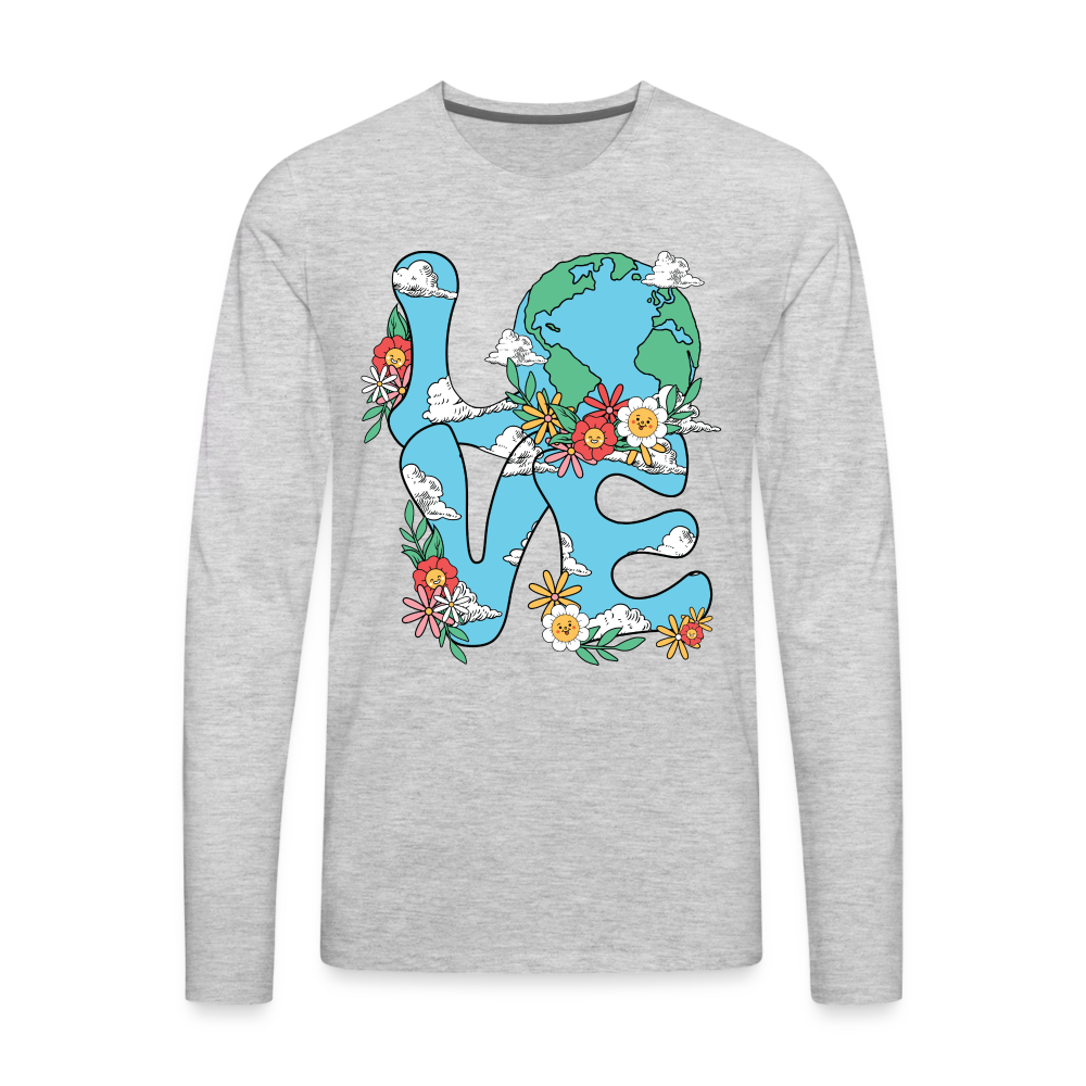 Floral LOVE Earth Day Men's Premium Long Sleeve T-Shirt - heather gray