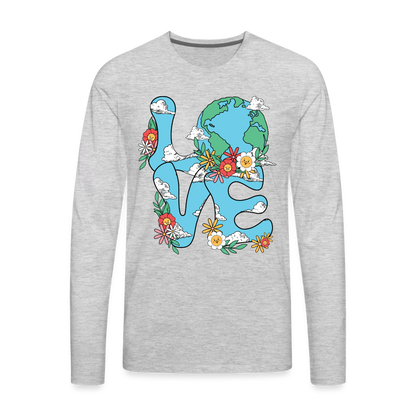 Floral LOVE Earth Day Men's Premium Long Sleeve T-Shirt - heather gray