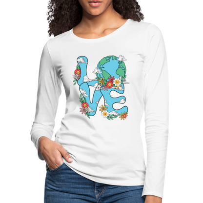 Floral LOVE Earth Day Women's Premium Long Sleeve T-Shirt - white
