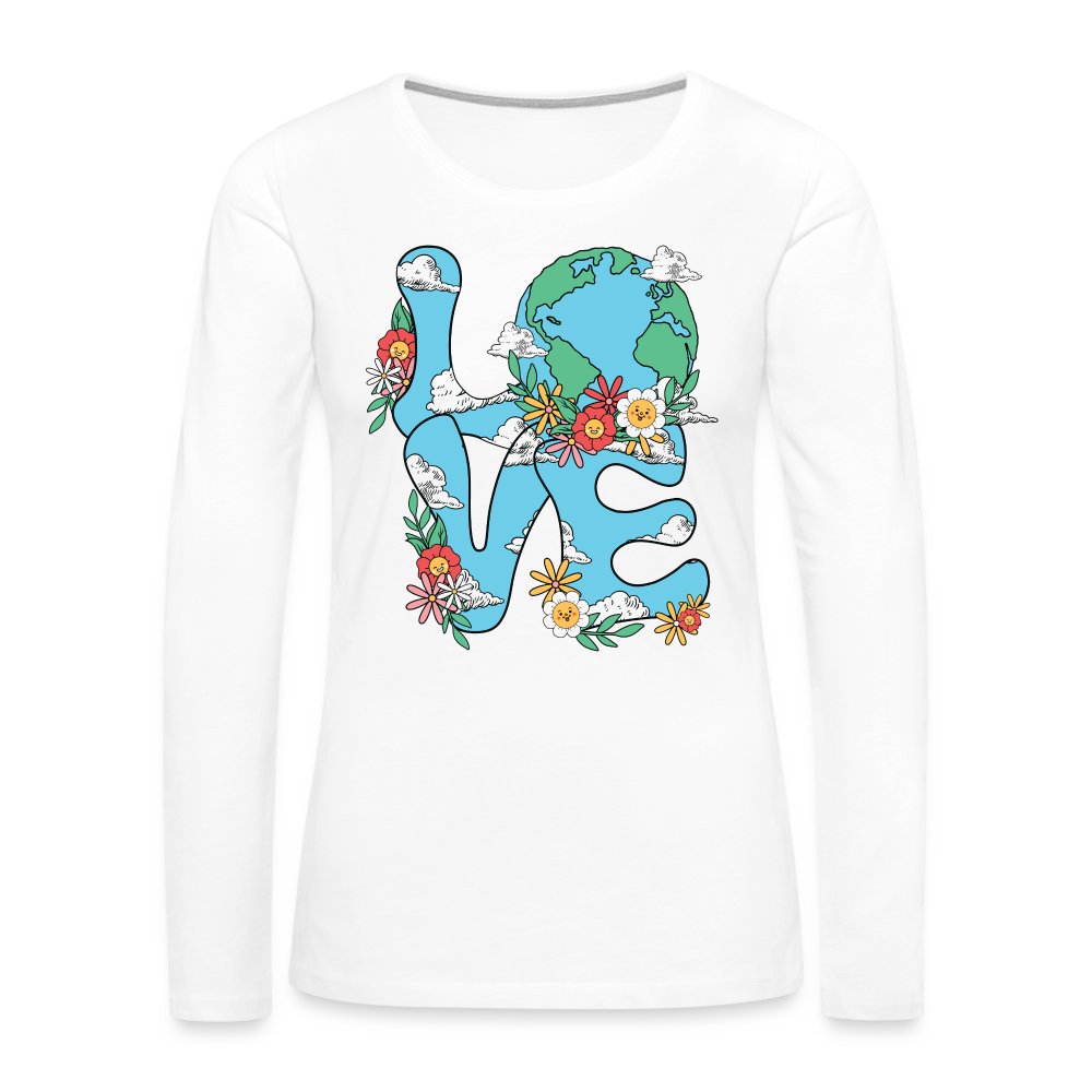 Floral LOVE Earth Day Women's Premium Long Sleeve T-Shirt - white