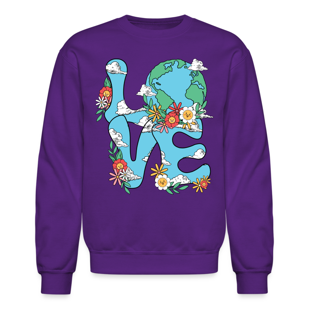 Floral LOVE Earth Day Sweatshirt - purple