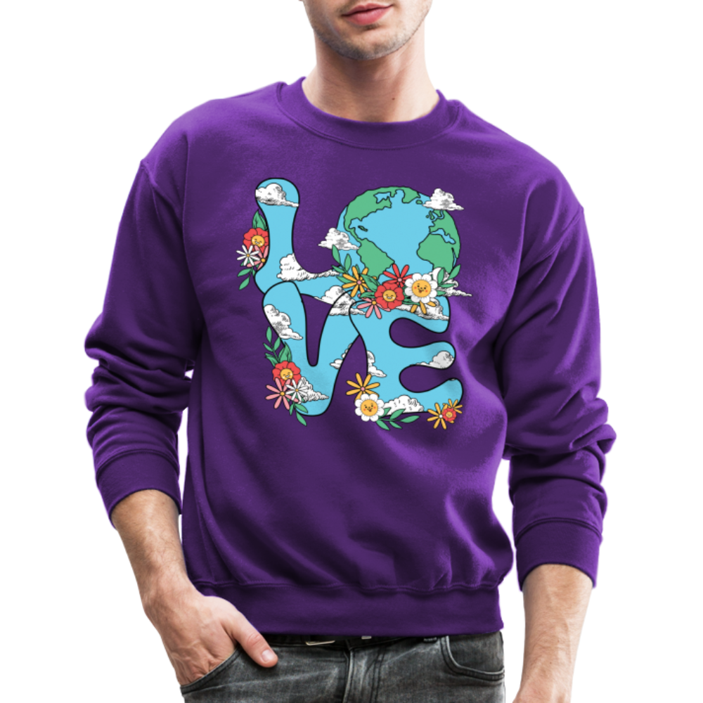 Floral LOVE Earth Day Sweatshirt - purple