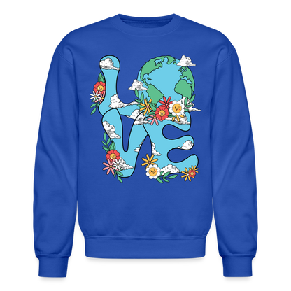 Floral LOVE Earth Day Sweatshirt - royal blue