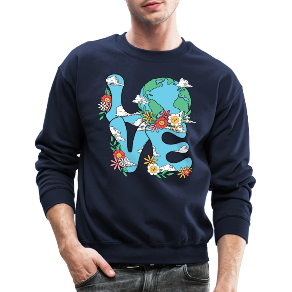Floral LOVE Earth Day Sweatshirt - navy