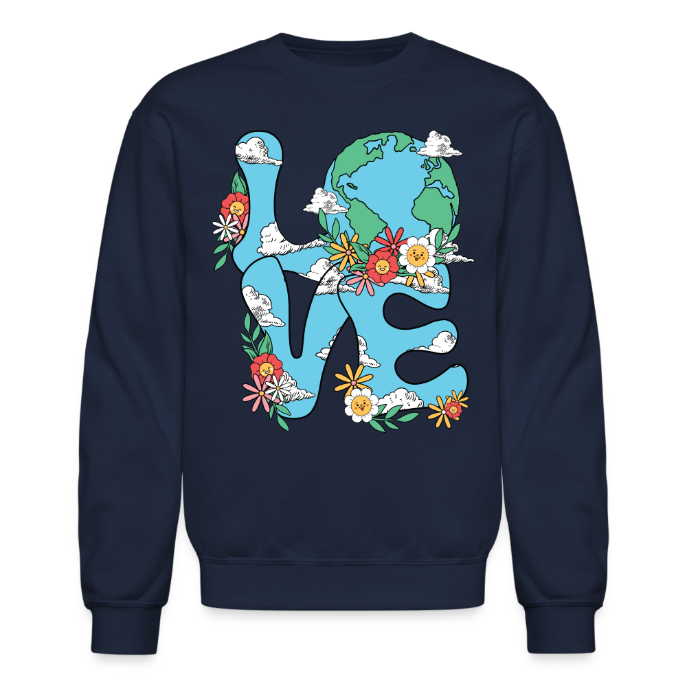 Floral LOVE Earth Day Sweatshirt - navy