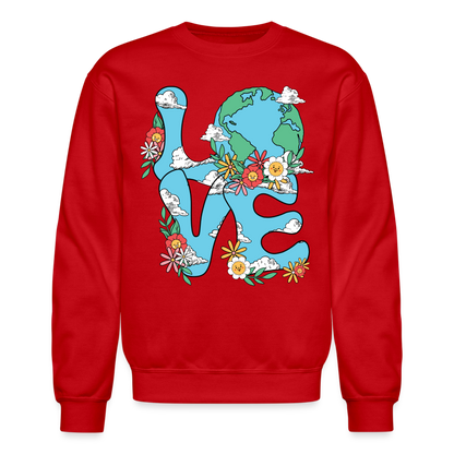 Floral LOVE Earth Day Sweatshirt - red
