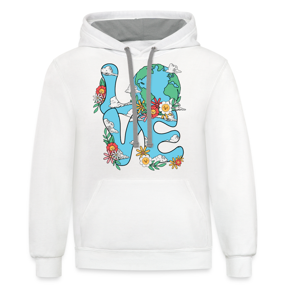 Floral LOVE Earth Day Hoodie - white/gray