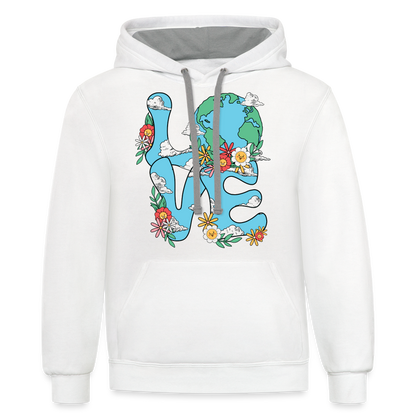 Floral LOVE Earth Day Hoodie - white/gray