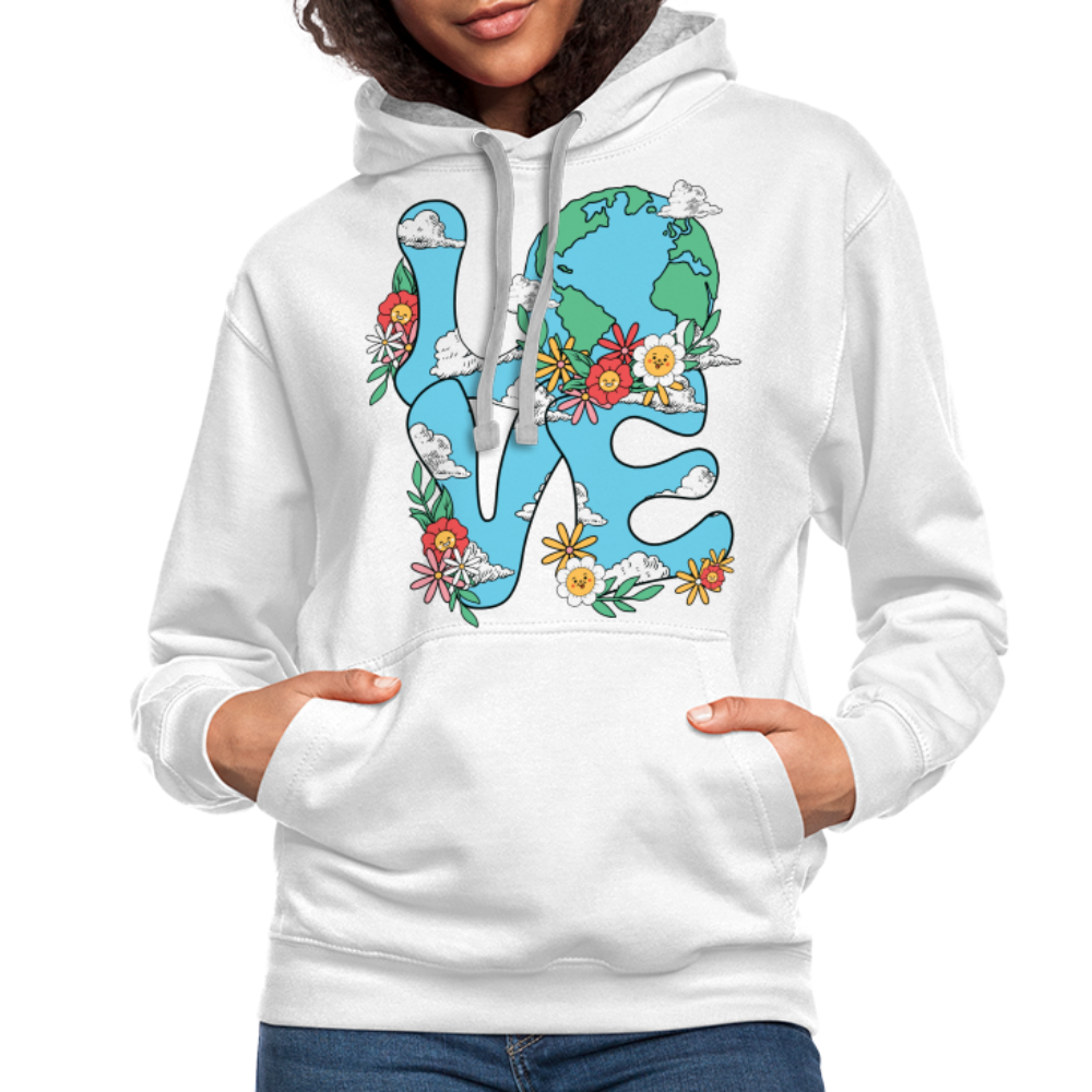 Floral LOVE Earth Day Hoodie - white/gray