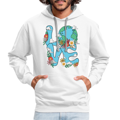 Floral LOVE Earth Day Hoodie - white/gray