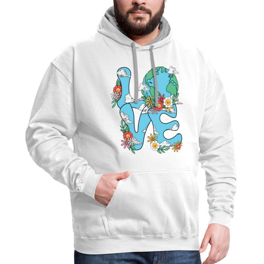 Floral LOVE Earth Day Hoodie - white/gray