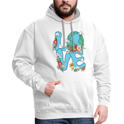 Floral LOVE Earth Day Hoodie - white/gray