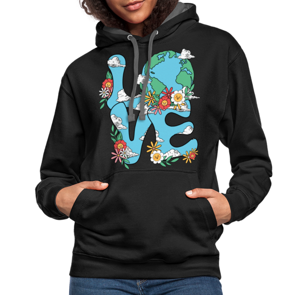 Floral LOVE Earth Day Hoodie - black/asphalt