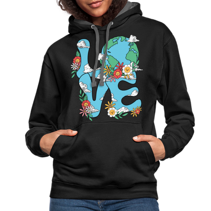 Floral LOVE Earth Day Hoodie - black/asphalt