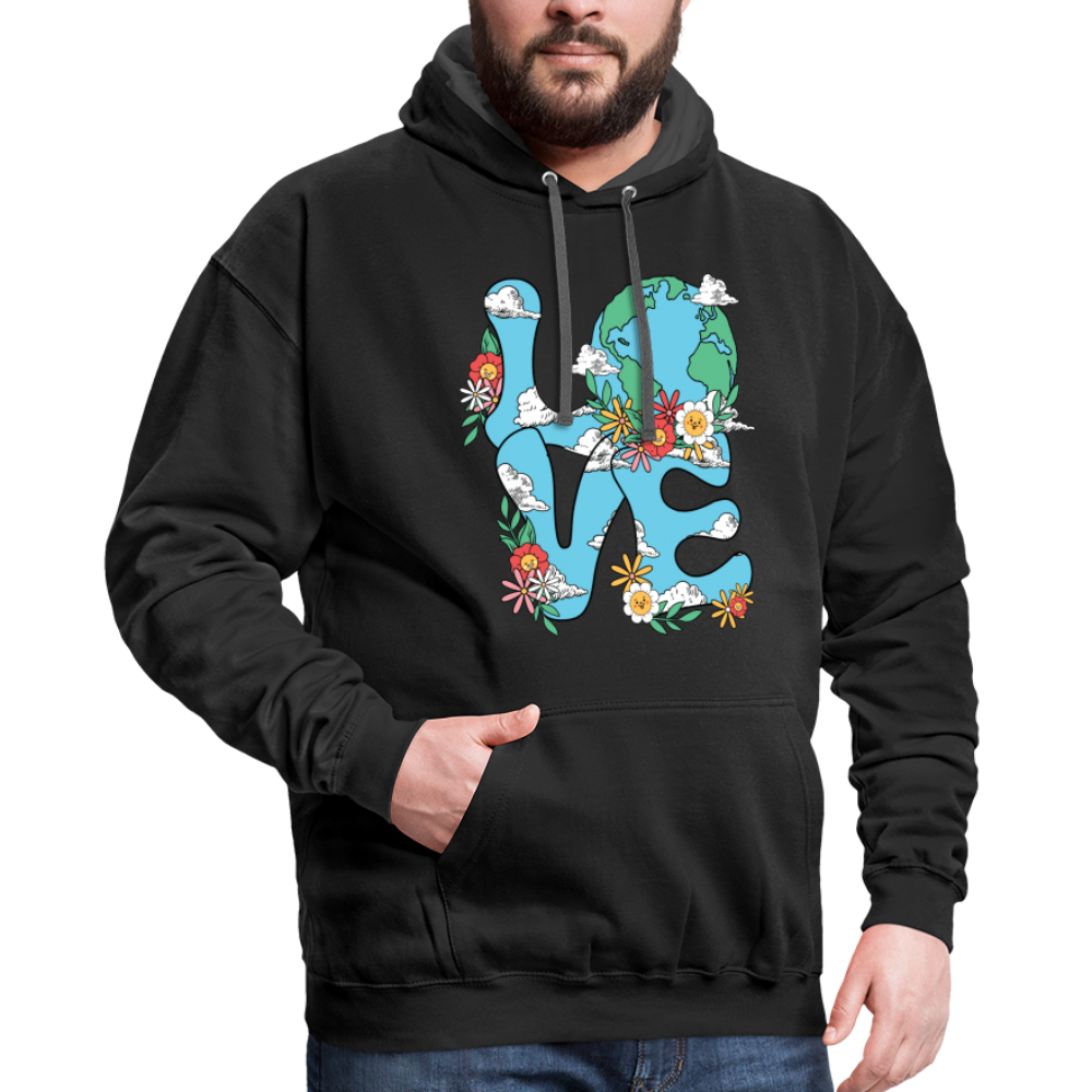 Floral LOVE Earth Day Hoodie - black/asphalt