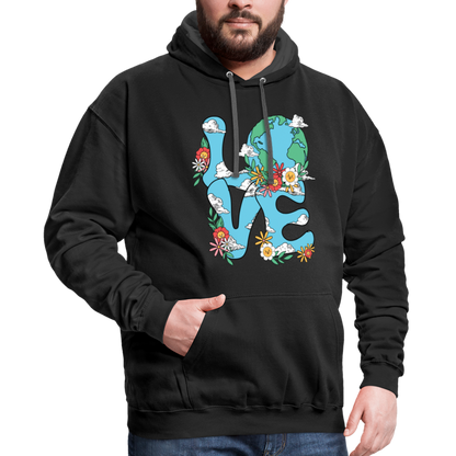 Floral LOVE Earth Day Hoodie - black/asphalt