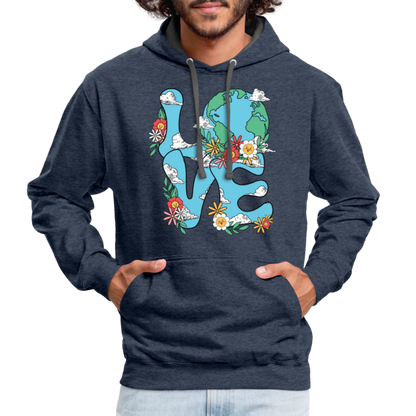 Floral LOVE Earth Day Hoodie - indigo heather/asphalt