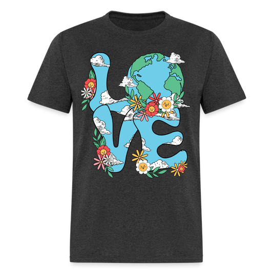 Floral LOVE Earth Day T-Shirt - heather black
