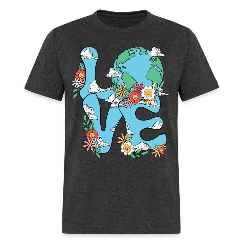 Floral LOVE Earth Day T-Shirt - heather black