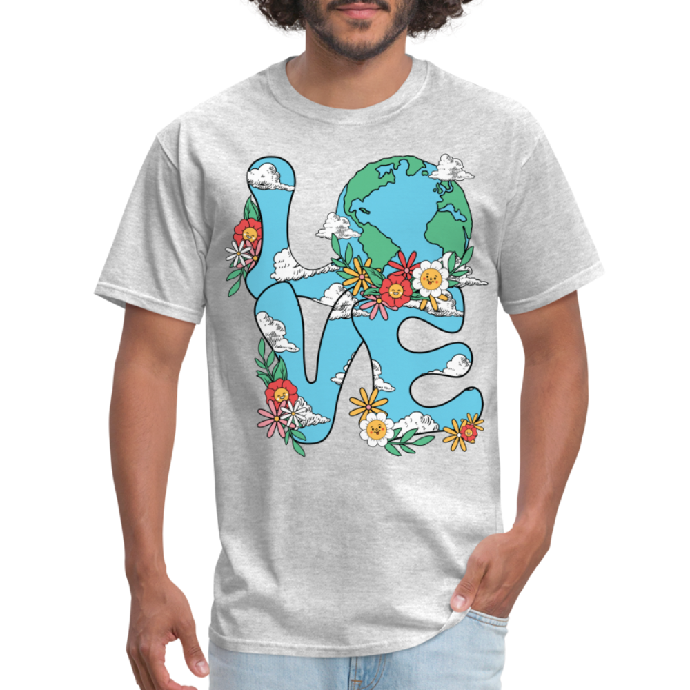 Floral LOVE Earth Day T-Shirt - heather gray
