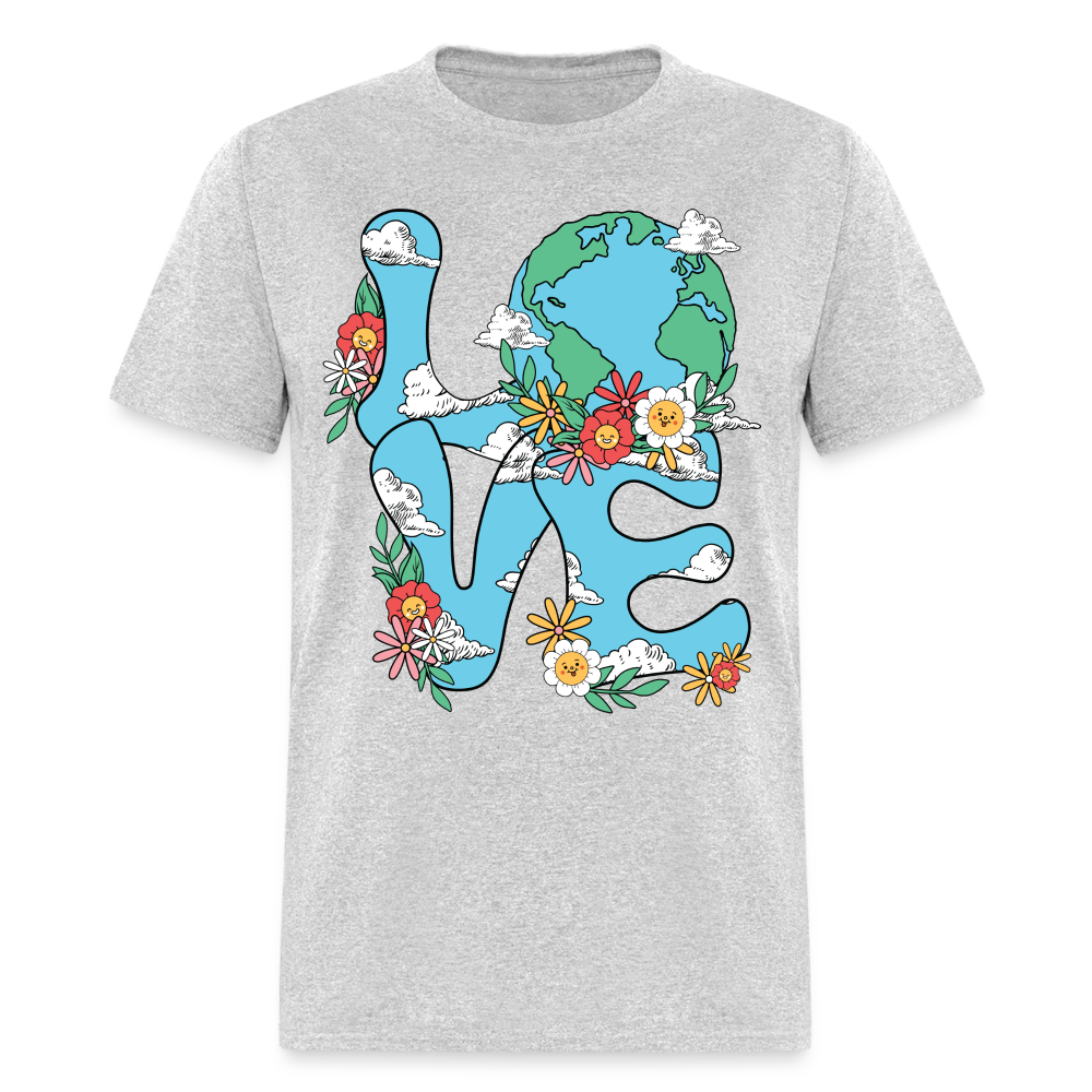 Floral LOVE Earth Day T-Shirt - heather gray