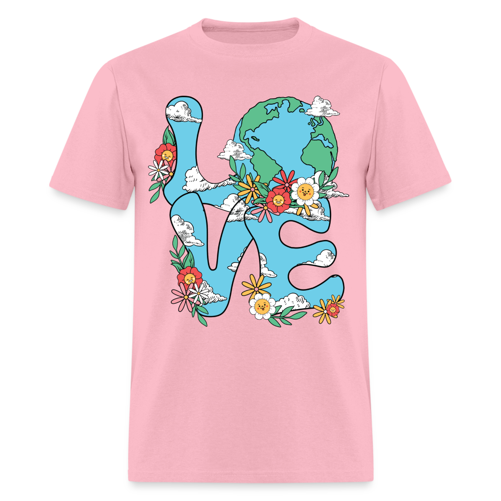 Floral LOVE Earth Day T-Shirt - pink