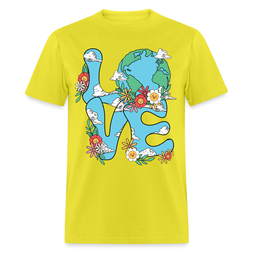 Floral LOVE Earth Day T-Shirt - yellow