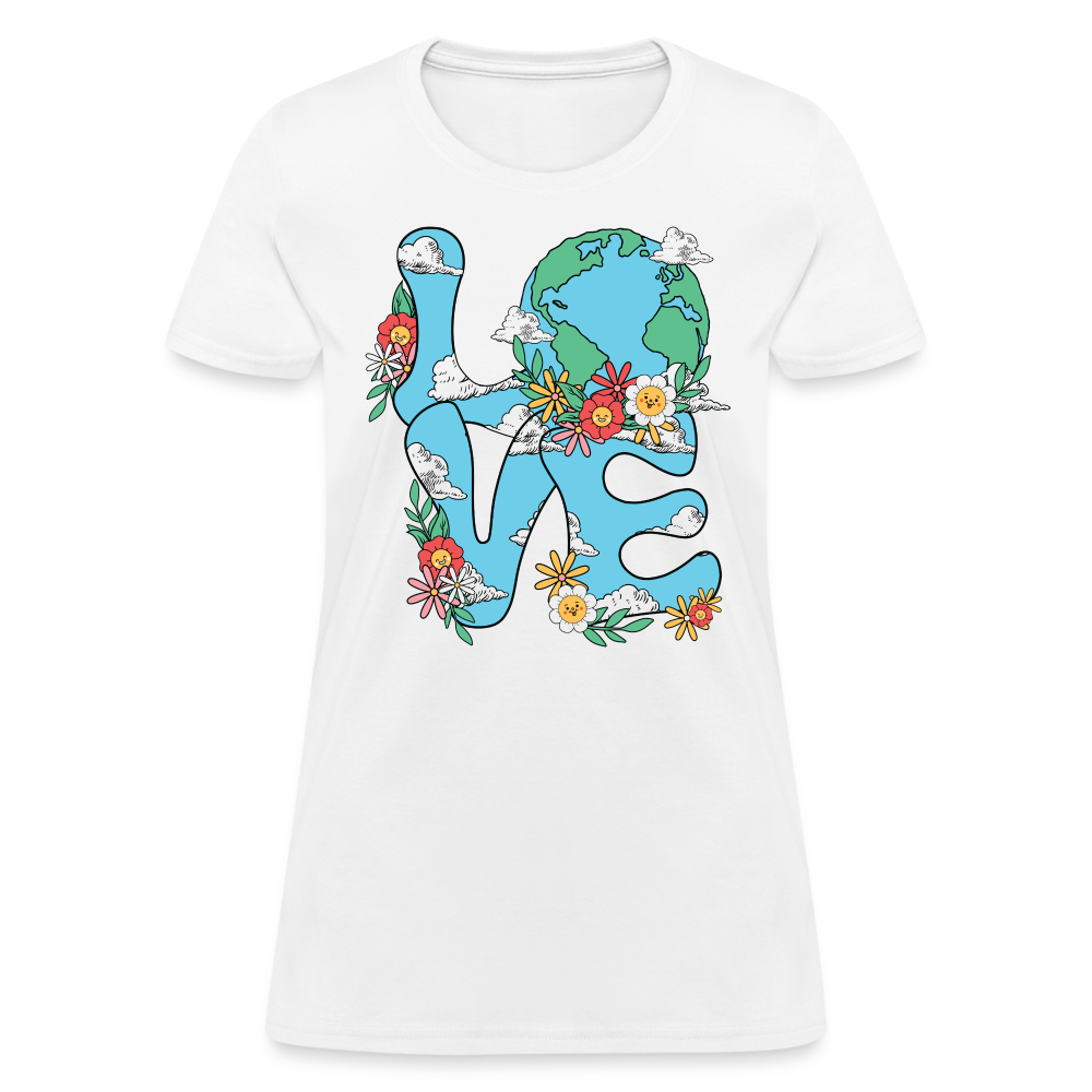 Floral LOVE Earth Day Women's T-Shirt - white