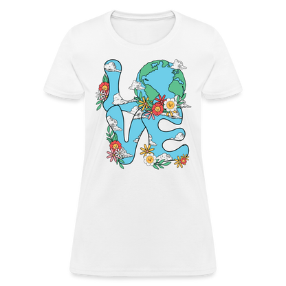 Floral LOVE Earth Day Women's T-Shirt - white