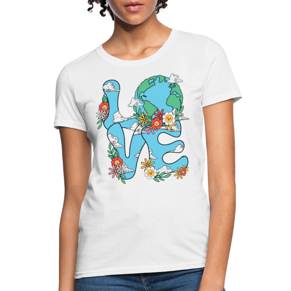 Floral LOVE Earth Day Women's T-Shirt - white